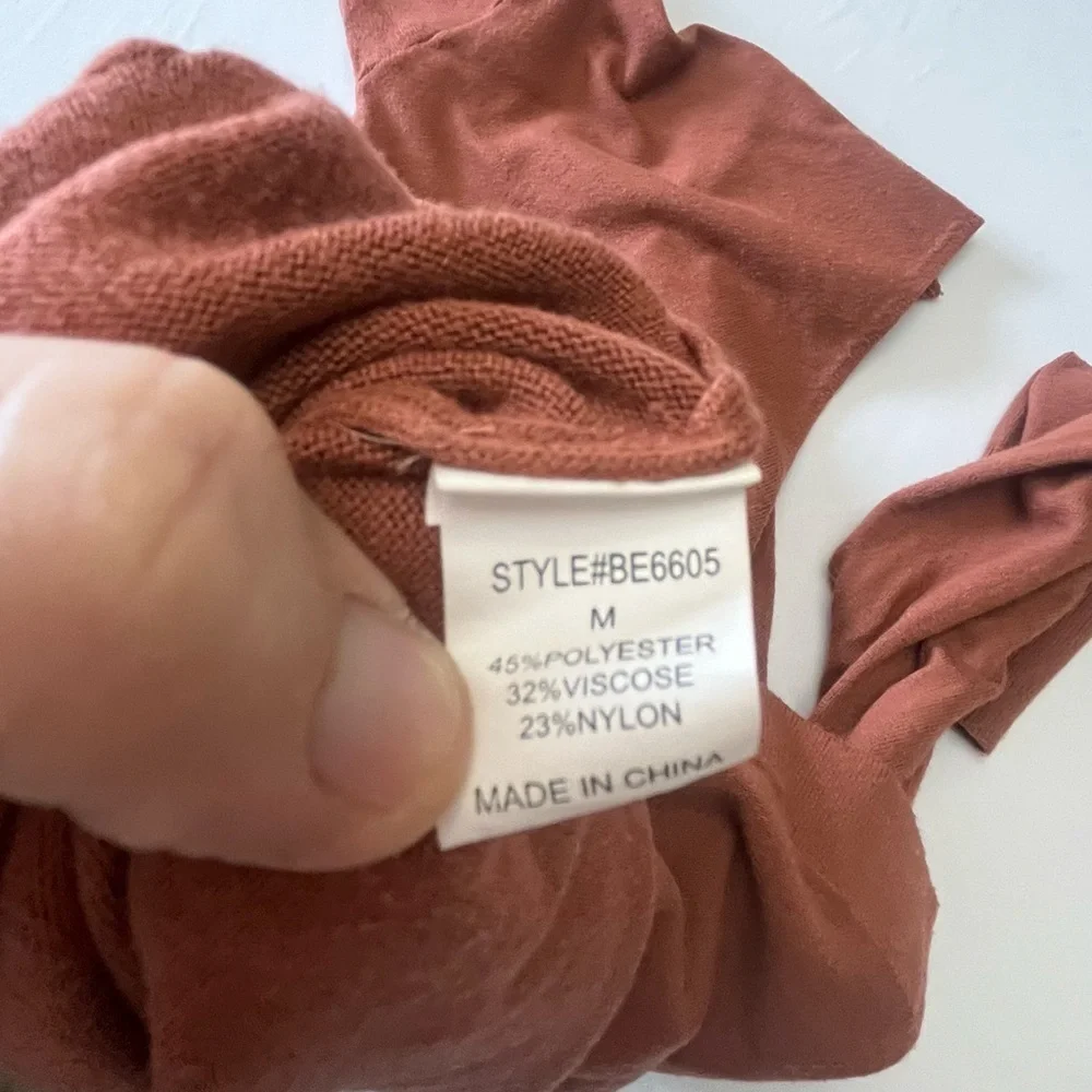 Rust V-Neck Sweater with Crisscross Detail